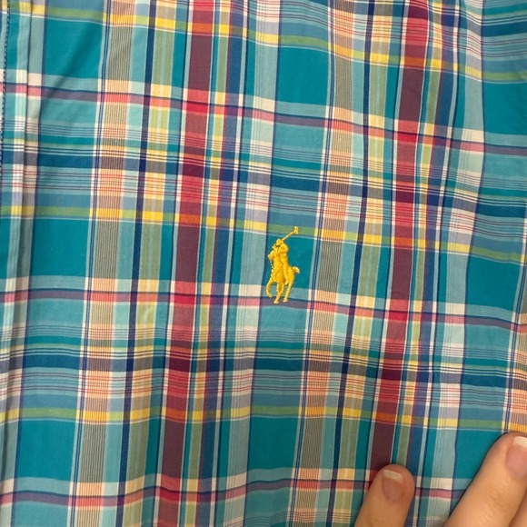 Ralph Lauren Men's Turquoise Plaid Long Sleeve Shirt Size M Preppy - Picture 4 of 7